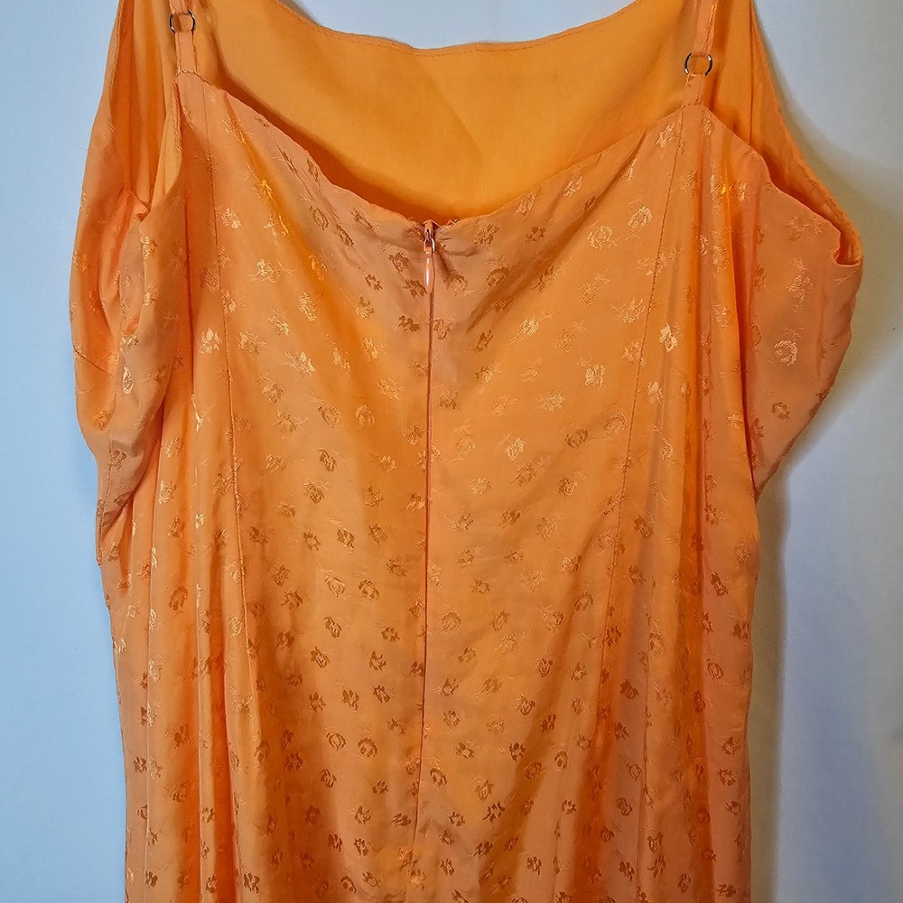 Lulus Orange Floral Jacquard Mini Slip Dress‎ Adjustable Straps Size L - Picture 7 of 8
